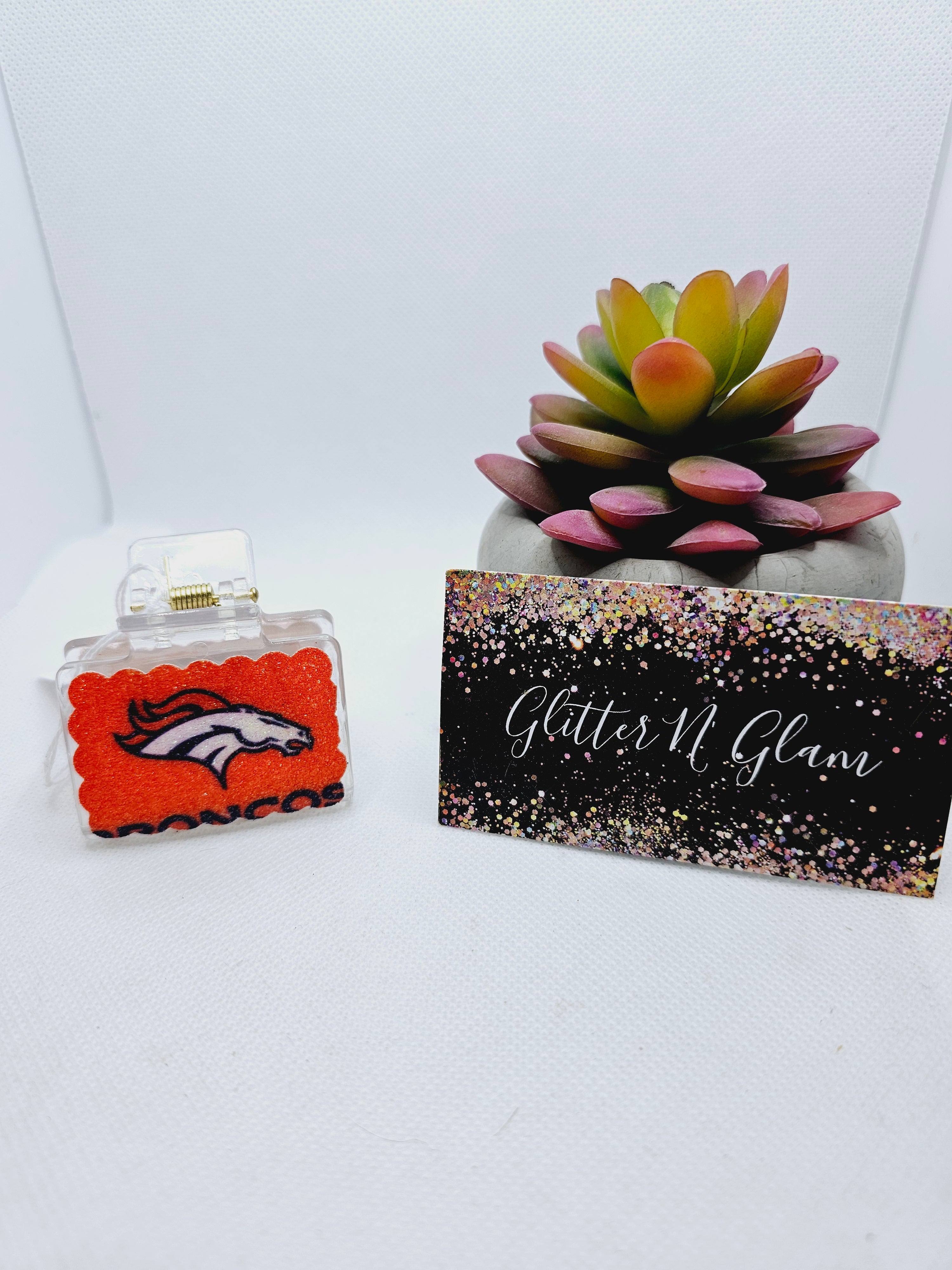 2206 Broncos Leather Small Claw Clip