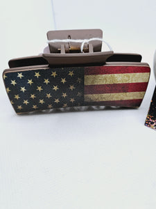 2215 Rustic Flag Leather Claw Clip