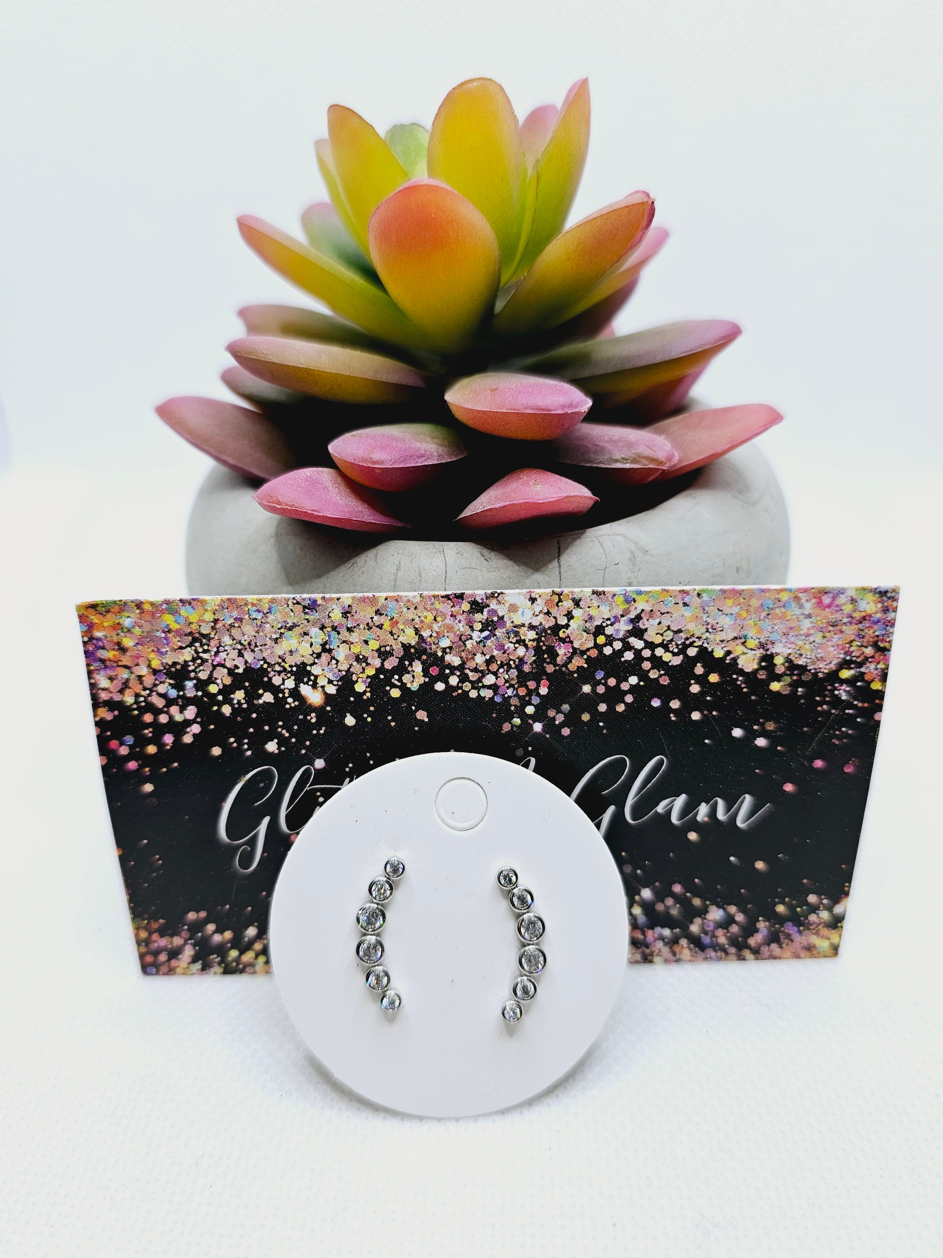 2210 Silver Crawler Earrings with CZ Bling