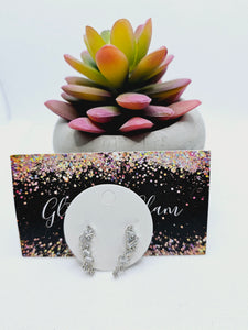 2201 Silver Crawler Earrings with Bling