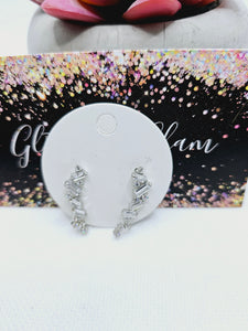 2201 Silver Crawler Earrings with Bling