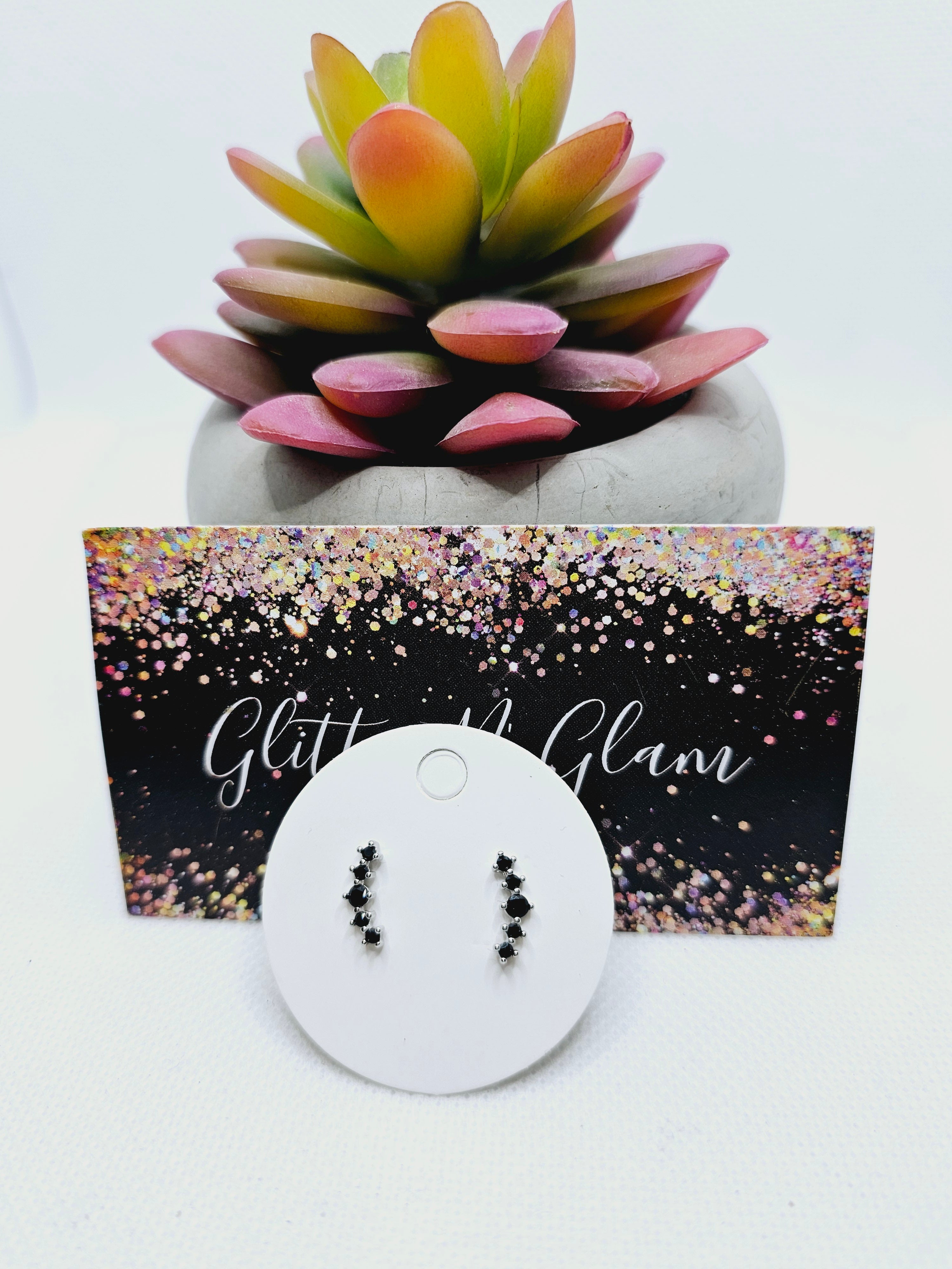 2208 Black Tiny Crawler Stud Earrings