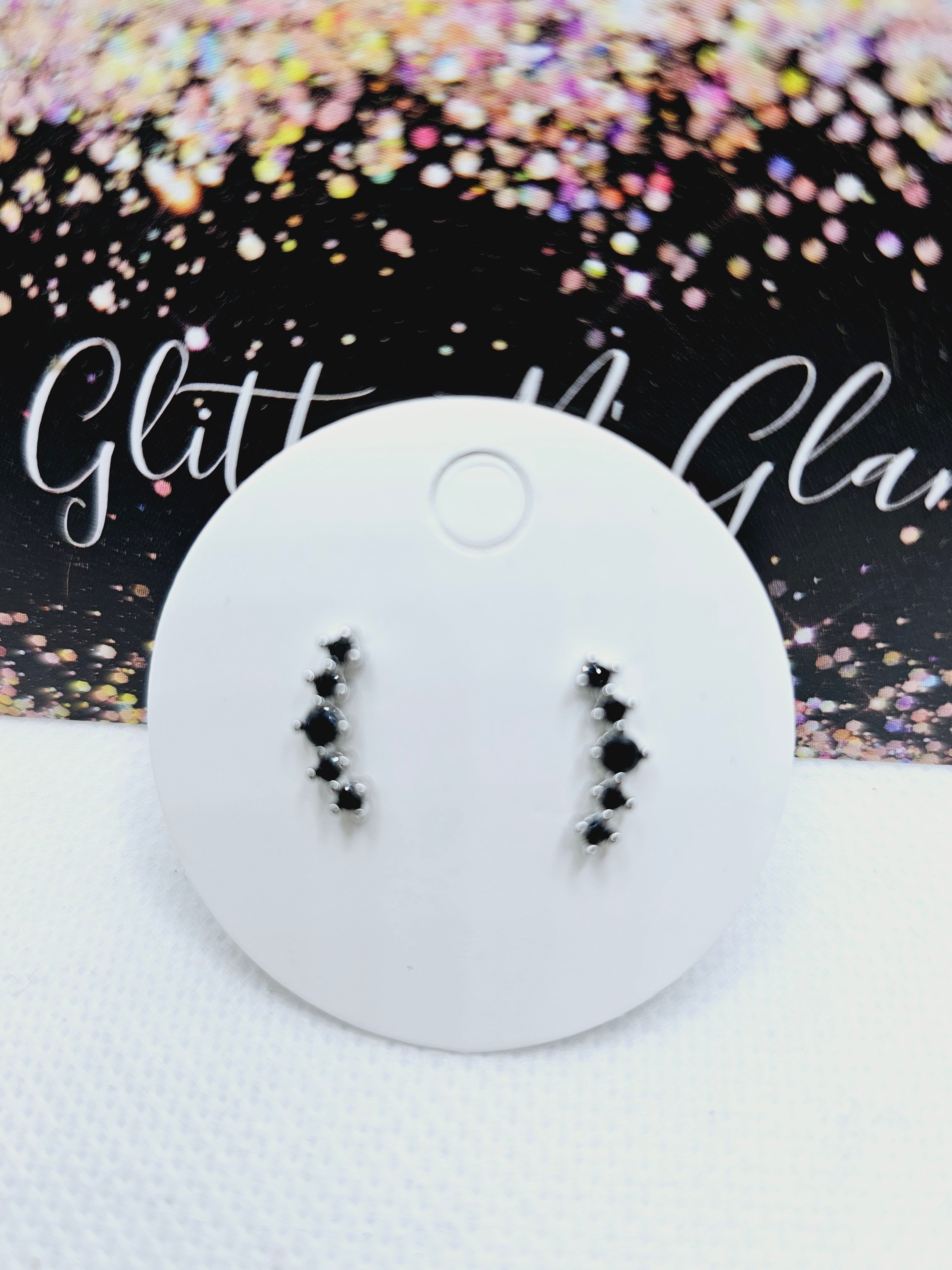 2208 Black Tiny Crawler Stud Earrings