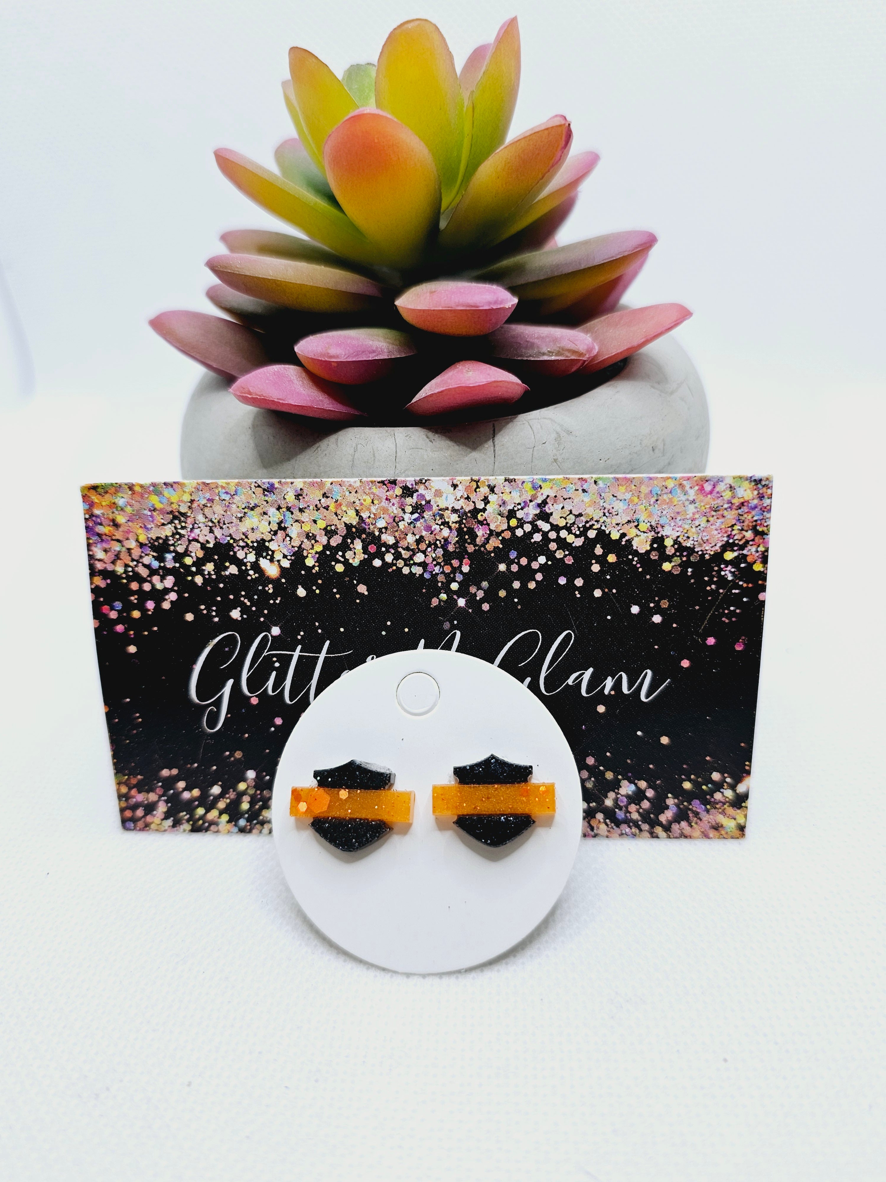 2220 HD Orange Resin Stud Earrings