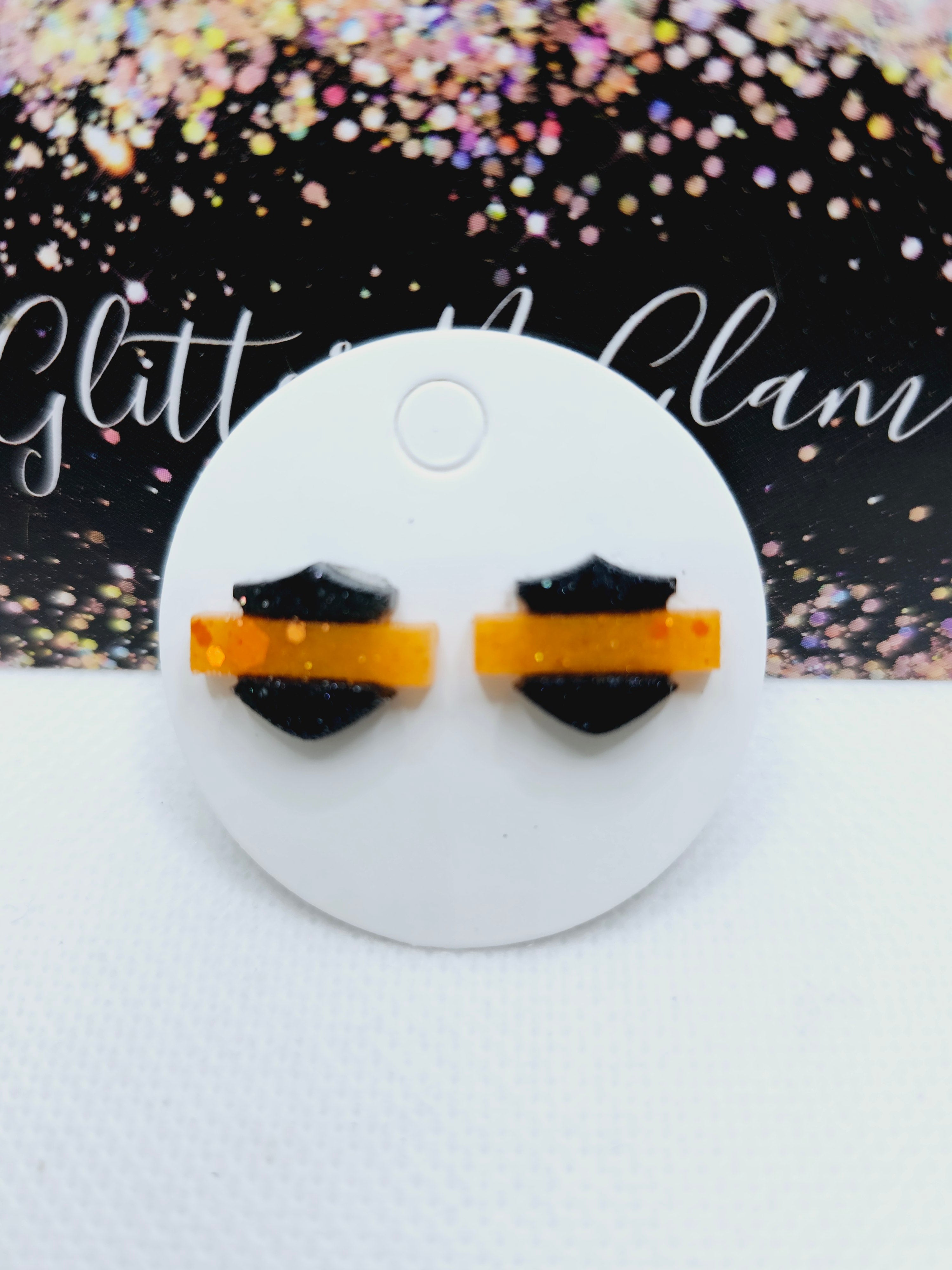2220 HD Orange Resin Stud Earrings