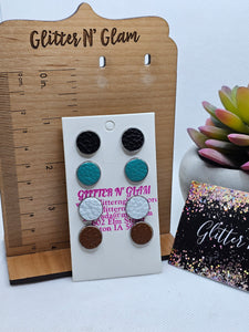 2258 4 Pairs of Leather Stud Earrings