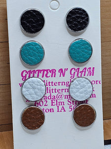 2258 4 Pairs of Leather Stud Earrings