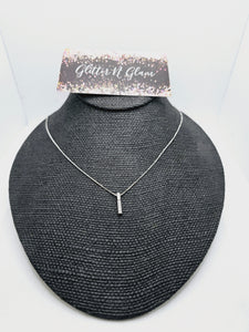 2276 Silver Bar Necklace with Bling