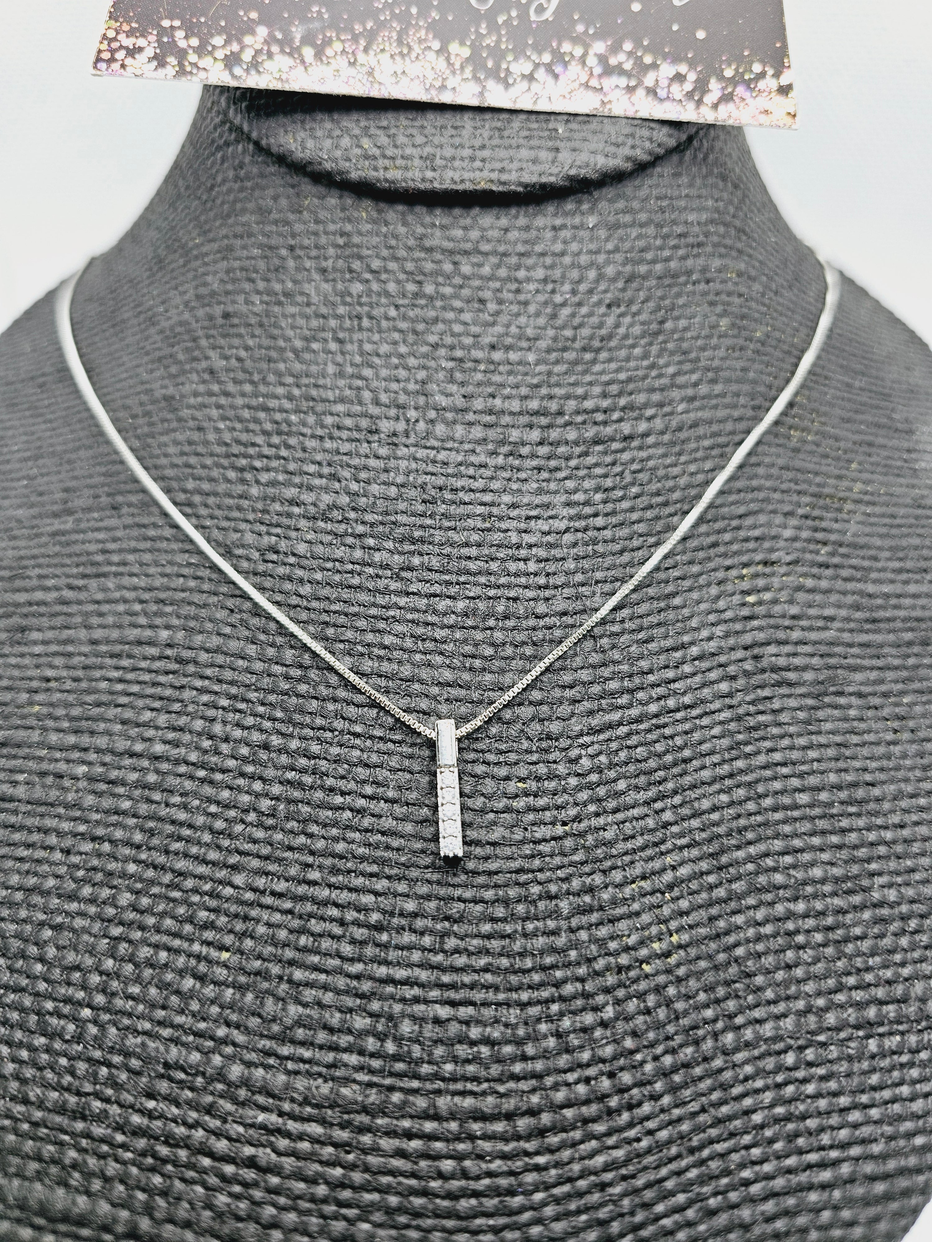 2276 Silver Bar Necklace with Bling