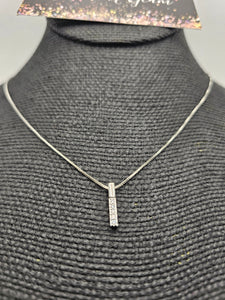 2276 Silver Bar Necklace with Bling