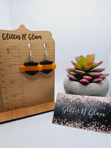 2263 HD Black and Orange Dangle Earrings