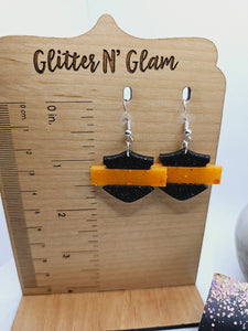 2263 HD Black and Orange Dangle Earrings