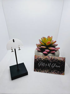 2270 Mini Silver and Black Flower Hoops