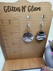 2283 Silver Baseball or Softball Dangle Earrings