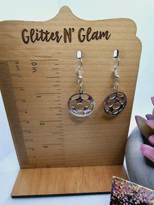 2282 Silver Soccer Dangle Earrings