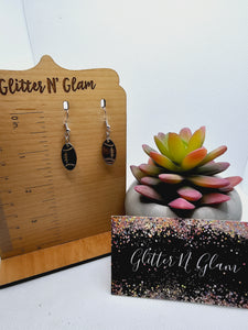 2279 Silver Football Dangle Earrings