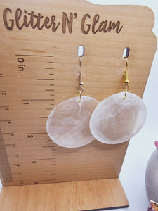 2292 Natural Transparent Shell Round Dangle Earrings