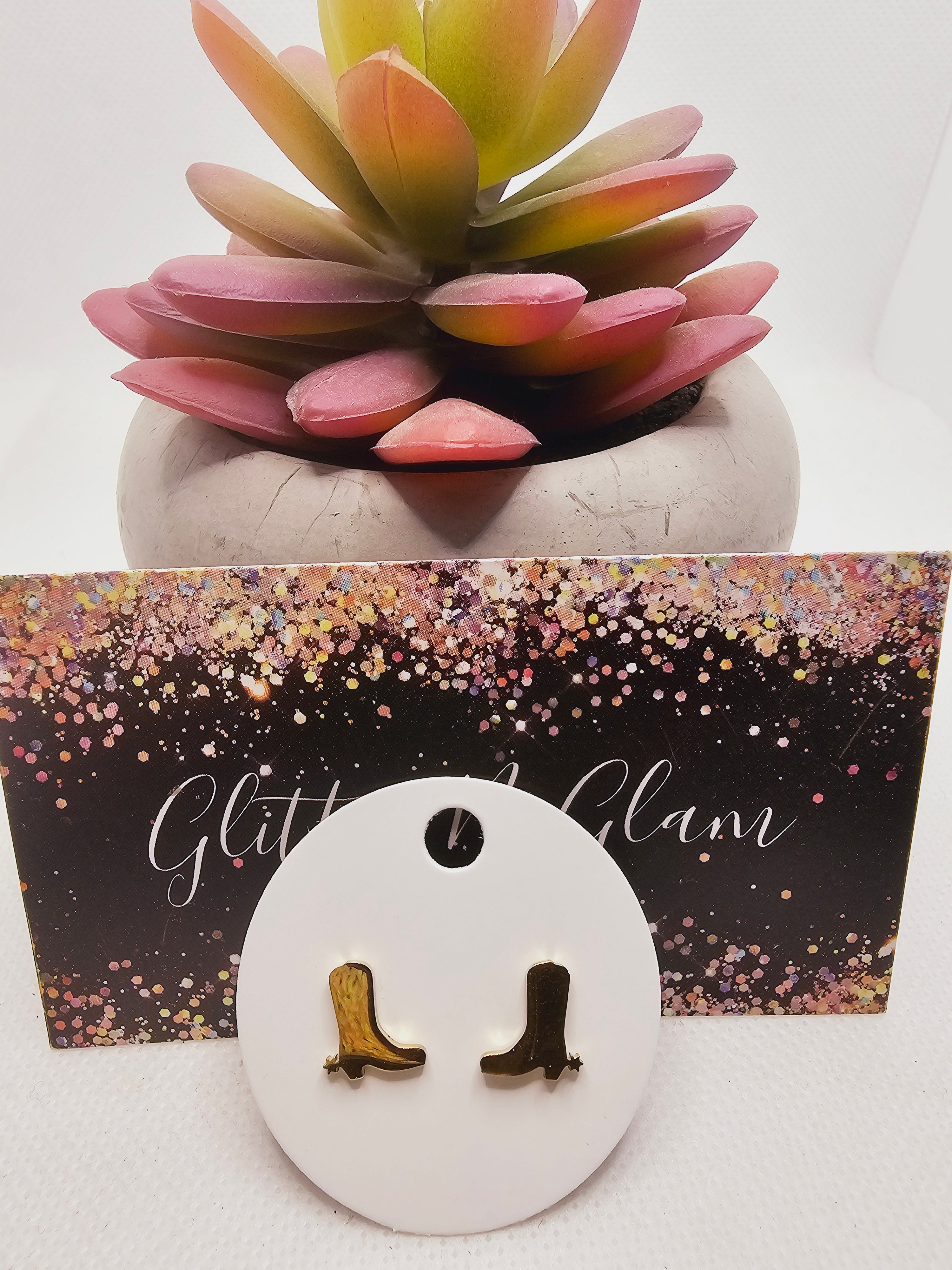 2295 Gold Cowboy Boots Stud Earrings