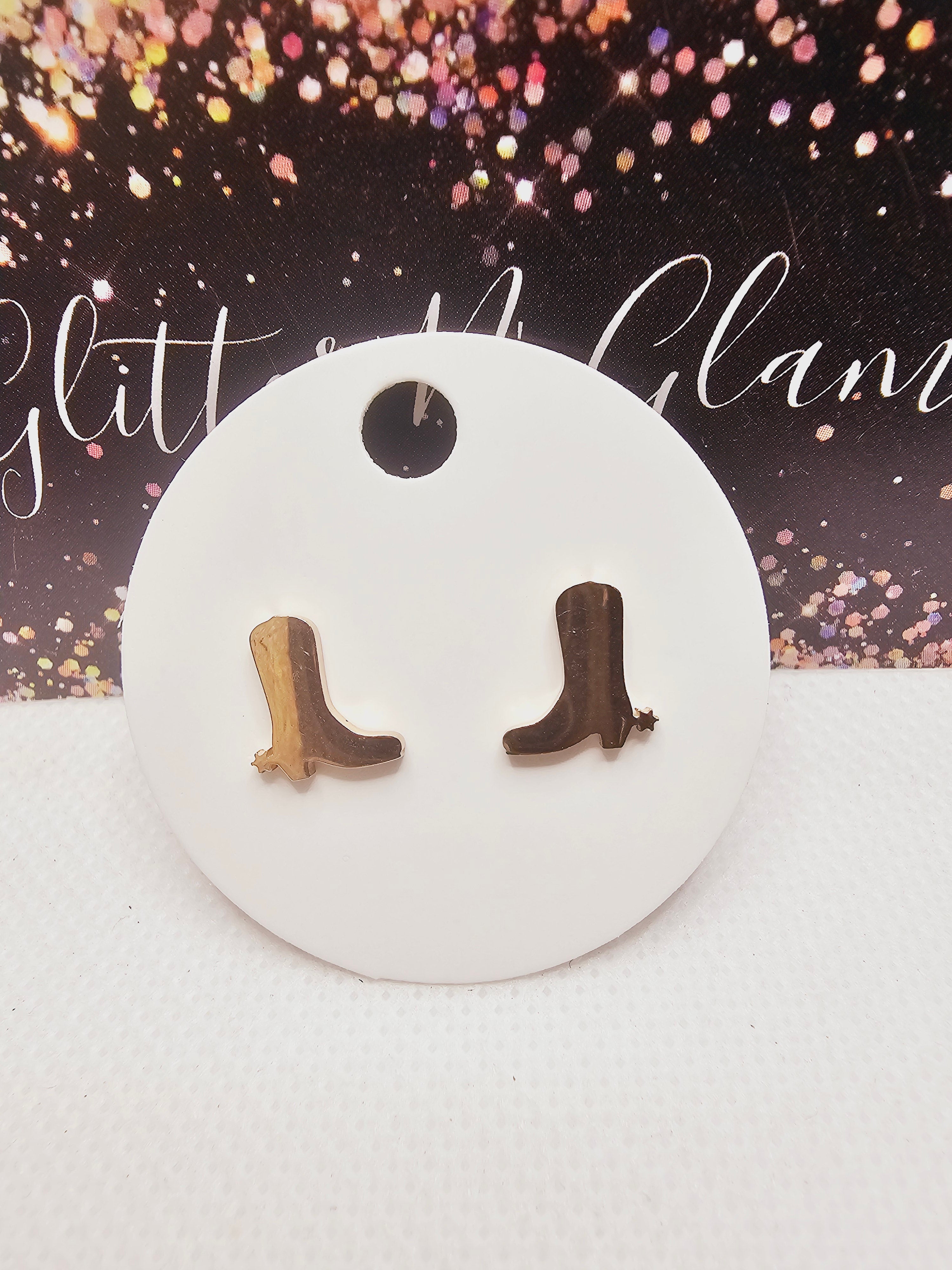 2294 Rosegold Cowboy Boots Stud Earrings