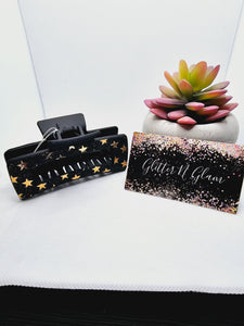 2365 Black and Rosegold Leather Claw Clip