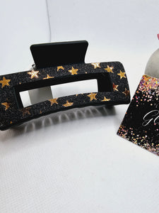 2365 Black and Rosegold Leather Claw Clip