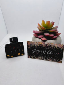 2366 Black and Rosegold Leather Small Claw Clip