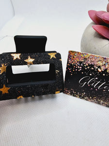 2366 Black and Rosegold Leather Small Claw Clip