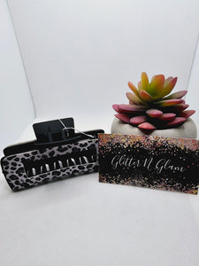 2369 Black, Gray and White Animal Print Claw Clip