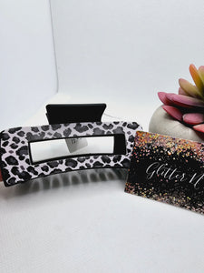2369 Black, Gray and White Animal Print Claw Clip