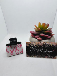 2350 Pink Ribbon Leather Small Claw Clip
