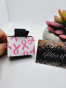 2350 Pink Ribbon Leather Small Claw Clip