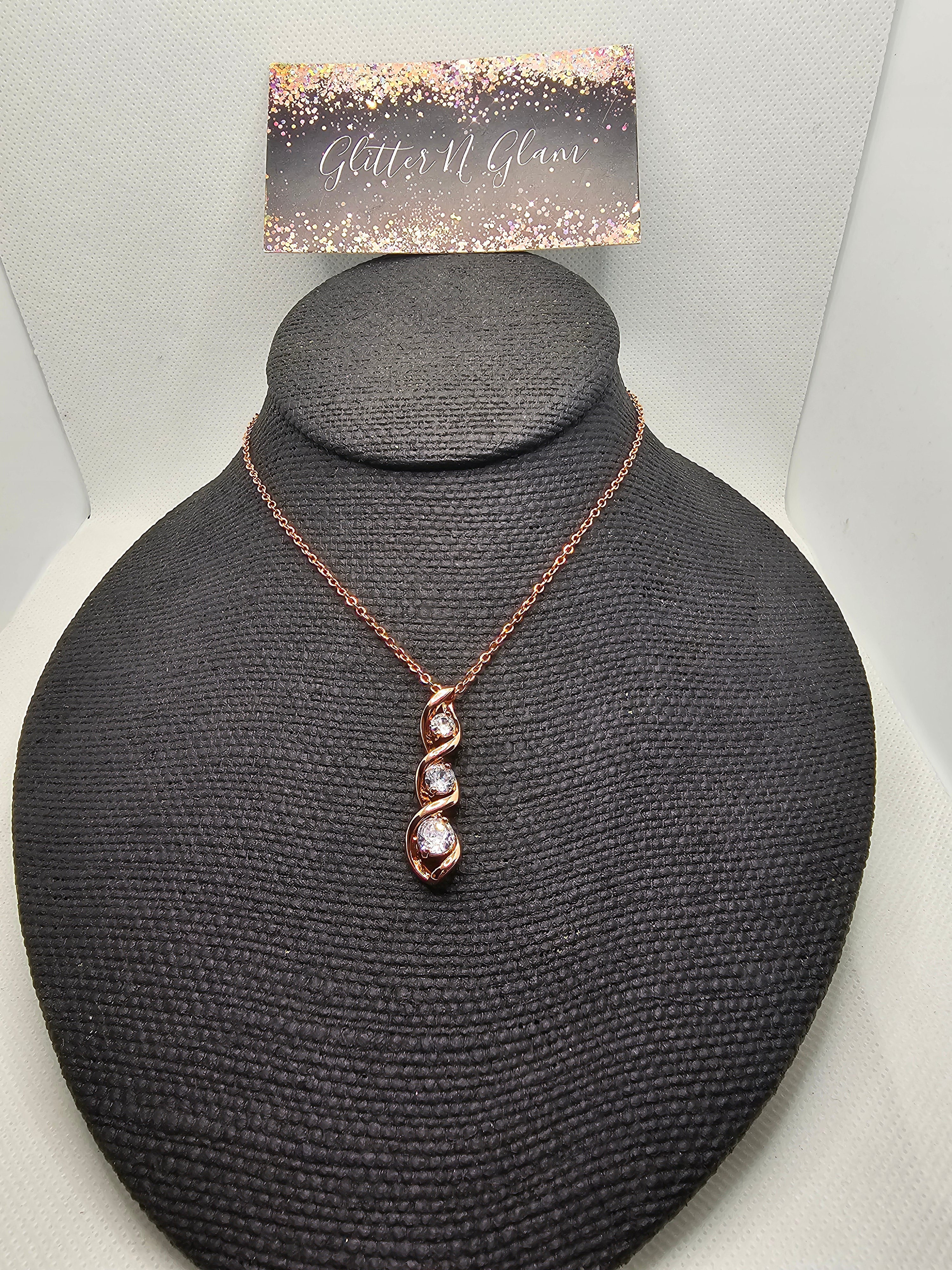 2377 Rosegold with CZ Short Necklace