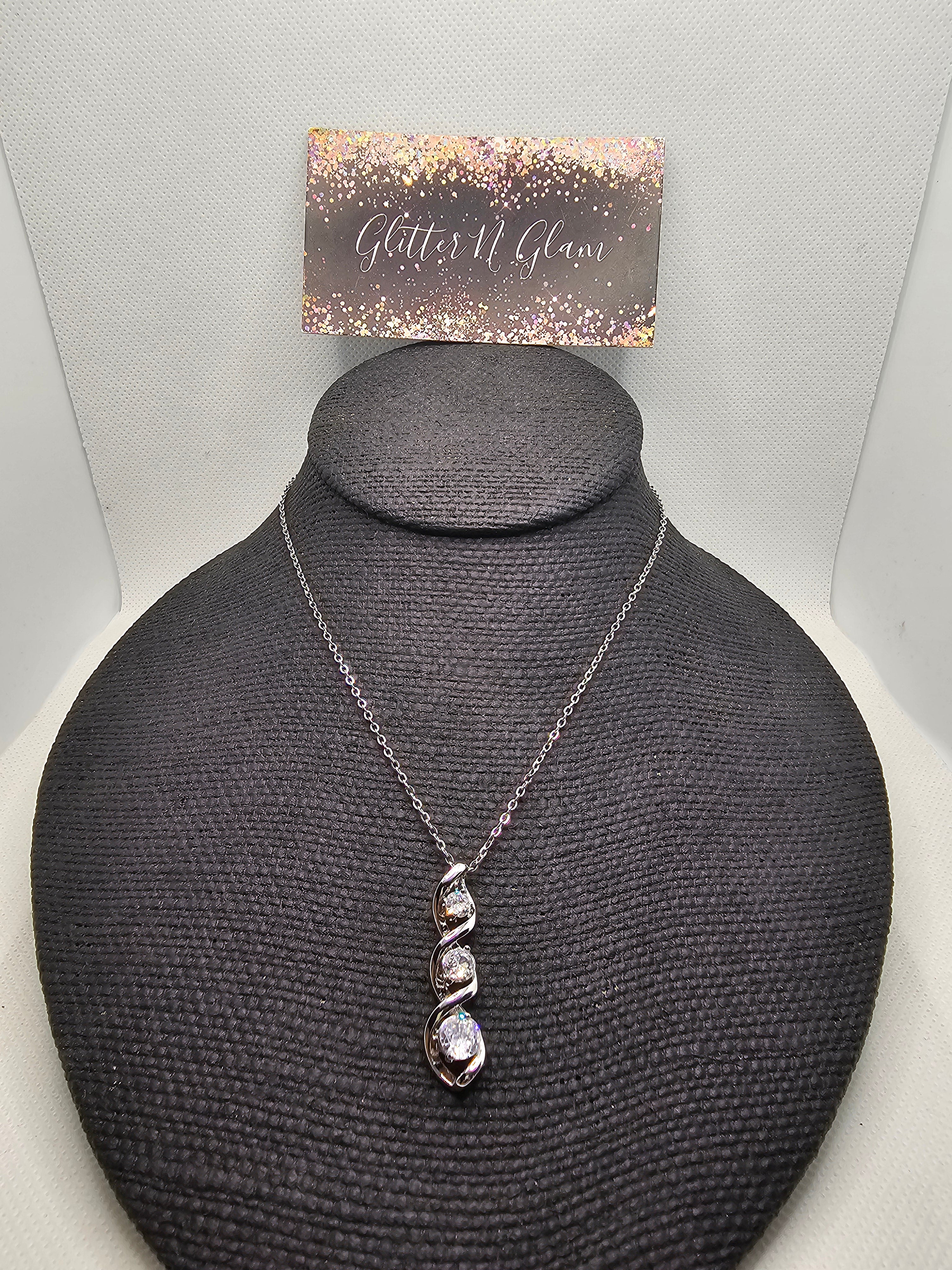 2376 Silver with CZ Short necklace