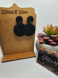 2322 Black Round Polymer Clay Dangle Earrings