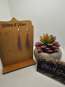 2324 Rosegold Feathers Dangle Earrings