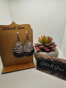 2328 Black, White and Pink Cork Dangle Earrings