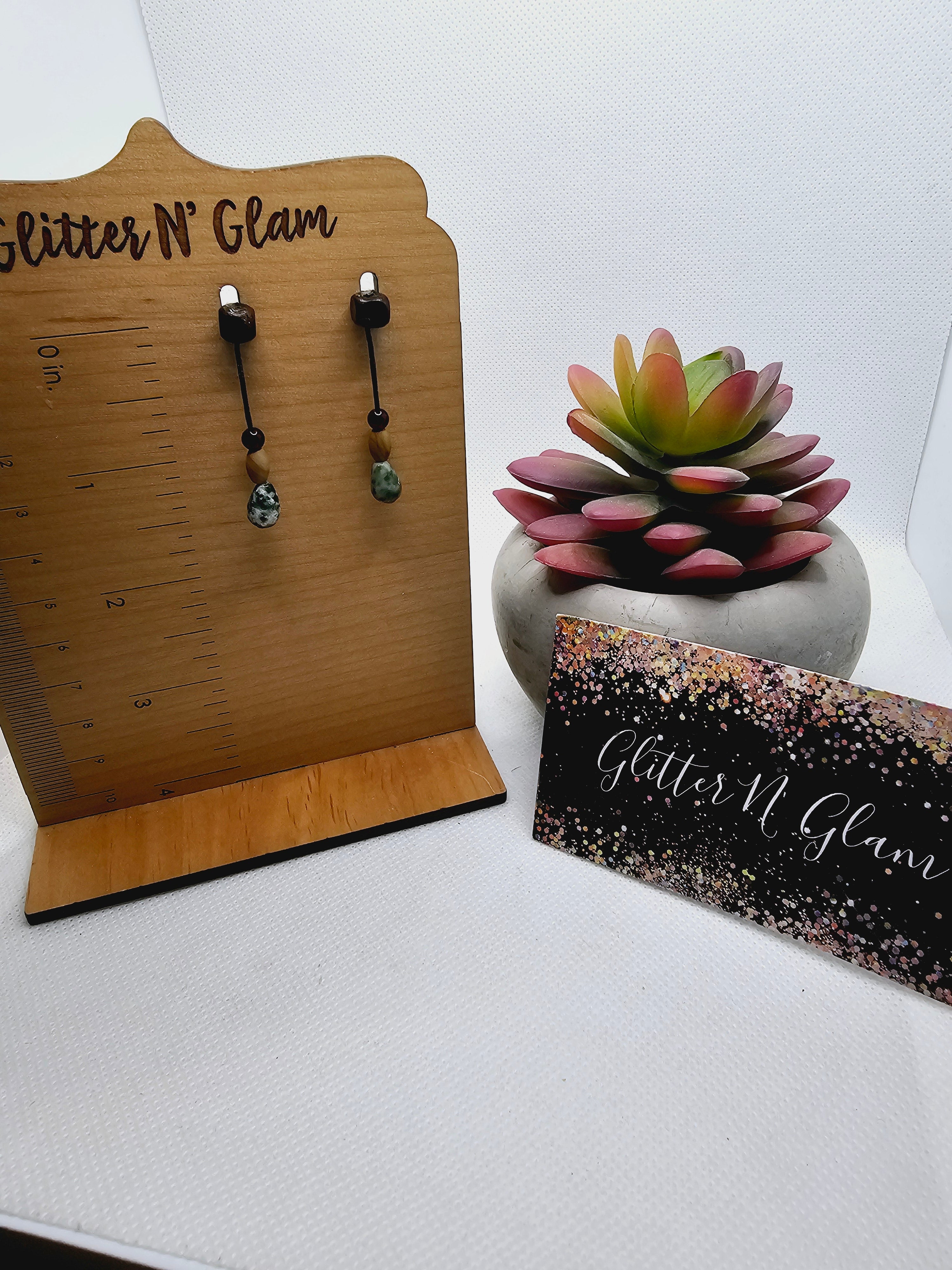 2330 Wooden Beaded Dangle Earrings