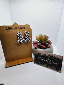 2314 Black and White Cow Print Polymer Clay Dangle Earrings