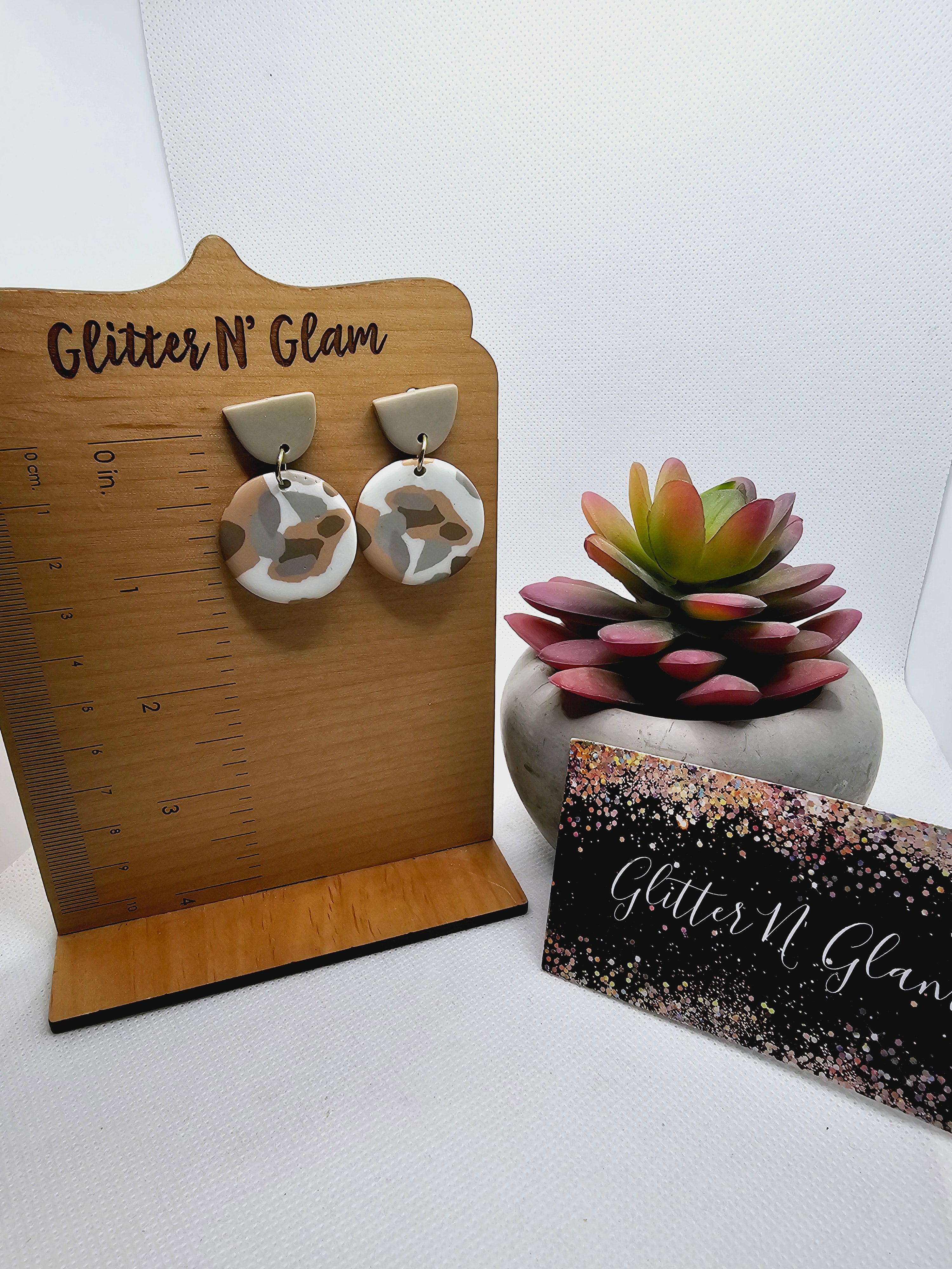 2315 Camo Colored Polymer Clay Dangle Earrings