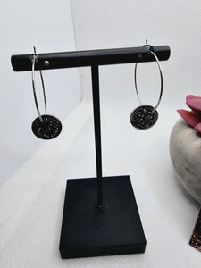 2307 Gunmetal Hoops with Sparkly Disc's Dangle Earrings