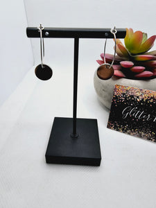 2307 Gunmetal Hoops with Sparkly Disc's Dangle Earrings