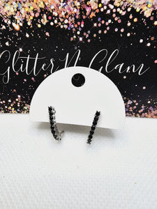 2313 Black Rhinestones Half Hoop Earrings