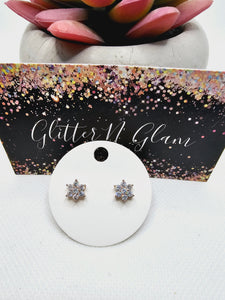 2323 Rosegold Flower with CZ Stud Earrings