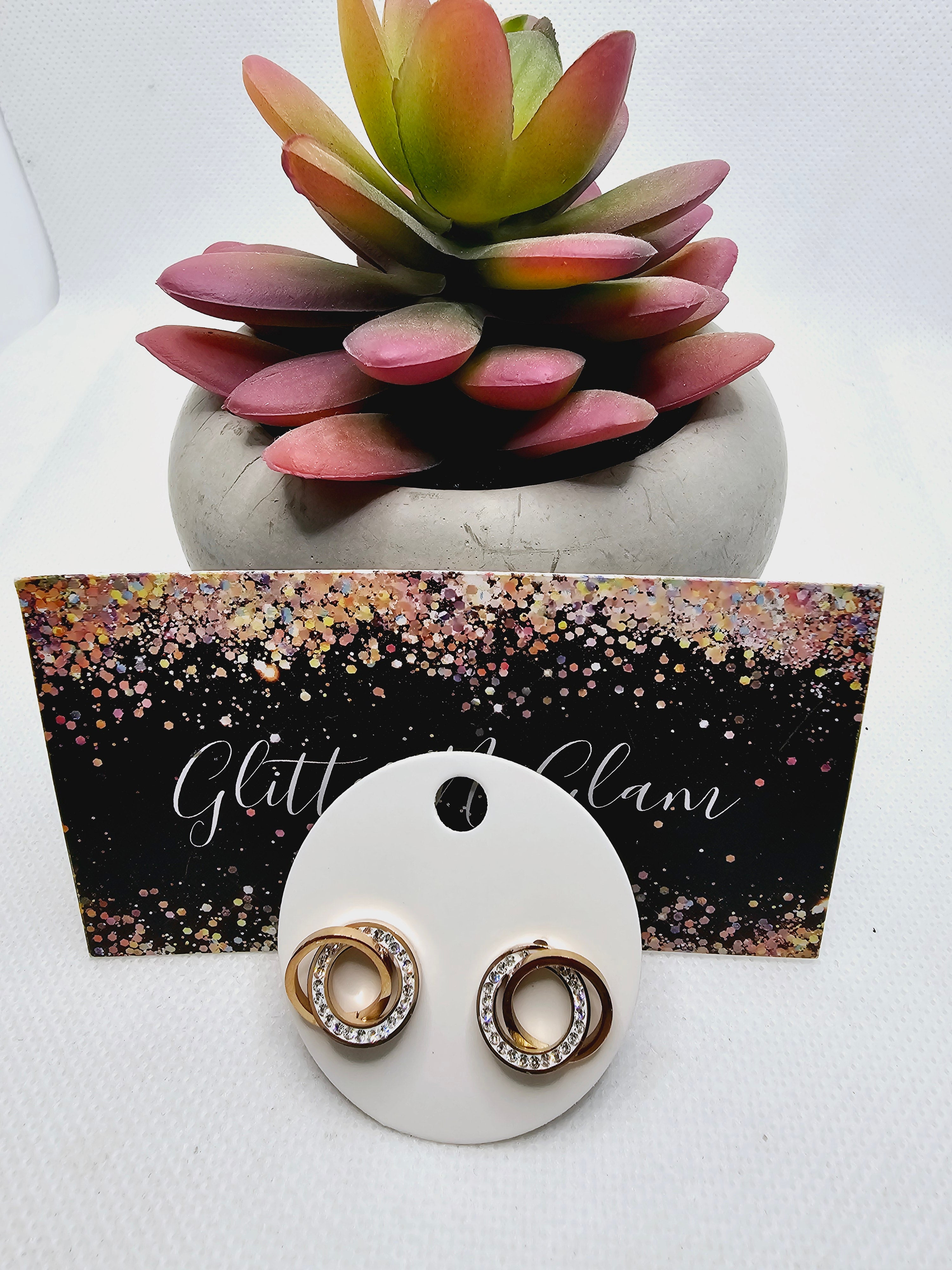 2332 Rosegold and Silver with CZ Stud Earrings
