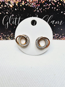 2332 Rosegold and Silver with CZ Stud Earrings