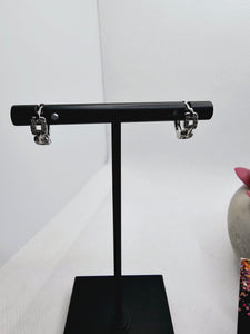 2333 Silver Buckle Design With CZ Huggie Hoops