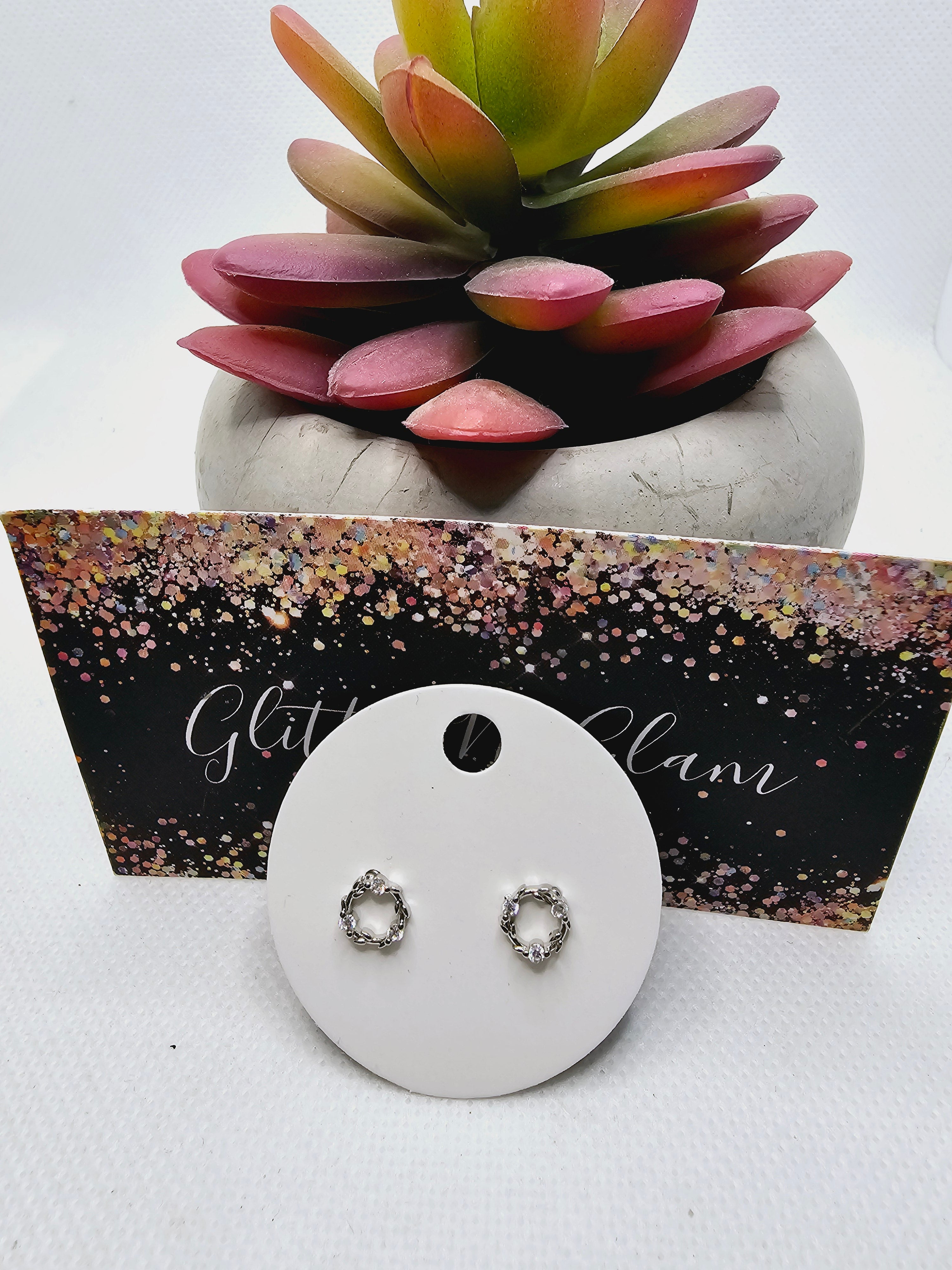 2336 Silver Round Mini CZ Stud Earrings