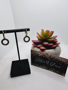 2399 Gold Round Hoop Dangle Earrings with CZ