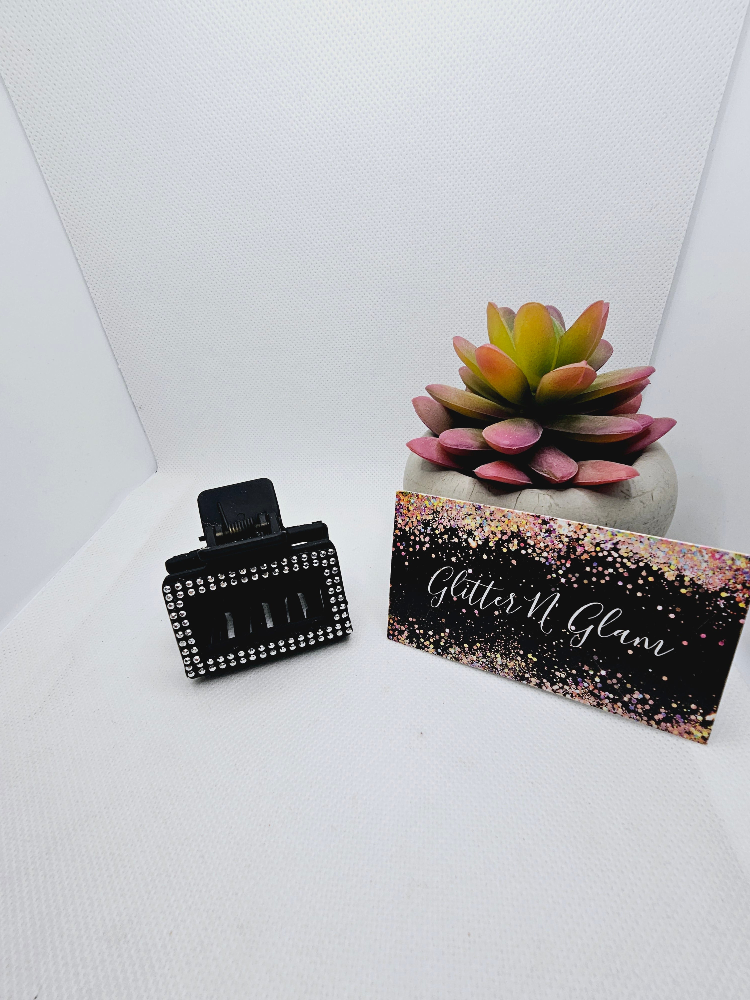 2403 Rhinestones Small Leather Claw Clip