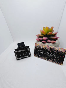 2403 Rhinestones Small Leather Claw Clip